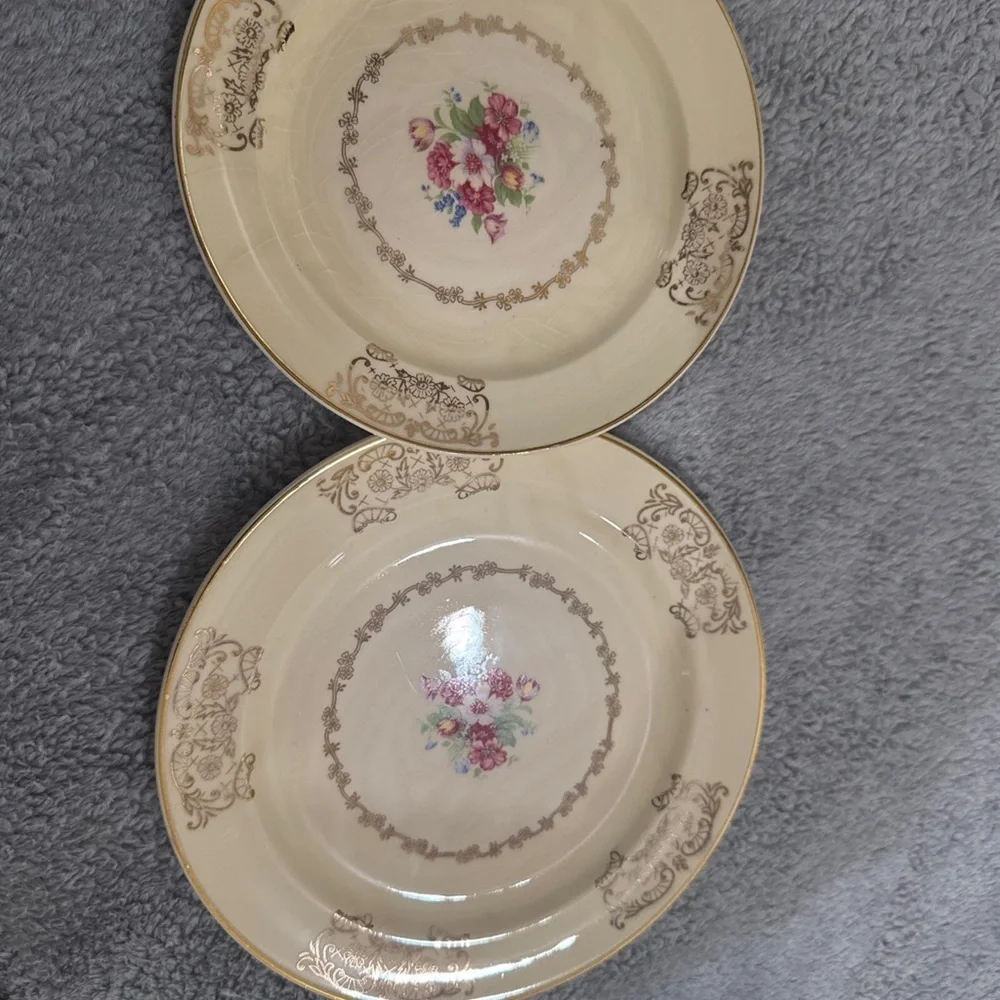 City Pottery set of 12 Vintage serving plates (22K gold trim design)Dinnerware
